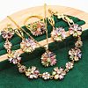 Flower Brass Pave Cubic Zirconia Pendant Necklaces & Earring & Ring & Link Bracelets Sets for Women FS-WGF337B-01-1