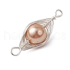 Copper Wire Wrapped Shell Pearl Connector Charms PALLOY-JF03114-01-5