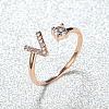Brass Micro Pave Cubic Zirconia Cuff Rings for Women FS-WGA4C54-22-1