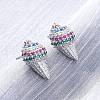 Brass Micro Pave Cubic Zirconia Stud Earrings EJEW-Q015-16P-1