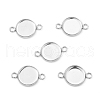 Flat Round 304 Stainless Steel Cabochon Connector Settings X-STAS-E079-02-1