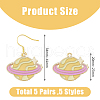 5 Pair 5 Style Golden Plated Alloy Enamel Planet Dangle Earrings with Iron Pins EJEW-AB00045-2