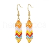 Glass Seed Braided Column Dangle Earrings EJEW-MZ00060-02-1