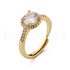 Brass Micro Pave Clear Cubic Zirconia Finger Rings for Women RJEW-U049-06G-4