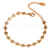 304 Stainless Steel Deep Sky Blue Enamel Flower Link Chain Necklaces for Women FS-WG93F36-01-4