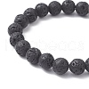 Natural Lava Rock & Alloy Rose Beaded Stretch Bracelets BJEW-JB09398-3