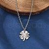 Clover 304 Stainless Steel Pendant Necklaces NJEW-M109-01P-1