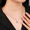925 Sterling Silver Pave Cubic Zirconia Birthstone Heart Pendant Necklaces for Women EE9411-11-1
