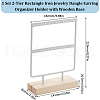 SUNNYCLUE 1 Set 2-Tier Rectangle Iron Jewelry Dangle Earring Organizer Holder with Wooden Base EDIS-SC0001-08B-2
