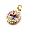 Brass Micro Pave Cubic Zirconia & Enamel Pendants KK-R222-08G-05-2