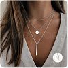 3Pcs Simple Style Brass Coin Letter Rectangle Pendant 3 Layer Necklaces FS-WG4BDA4-34-1