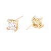 Clear Cubic Zirconia Square Stud Earrings EJEW-F282-45G-2