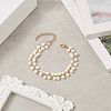 Shell Pearl Round Beaded Charm Bracelet BJEW-TA00219-2