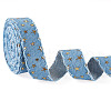 5 Yards Polyester 3D Star Gold Stamping Ribbon OCOR-TAC0023-14B-10