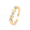 Brass Micro Pave Clear Cubic Zirconia Cuff Finger Rings for Women RJEW-C116-13G-4