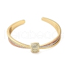 Brass Micro Pave Clear Cubic Zirconia Flat Round Open Cuff Bangles for Women BJEW-M312-13-2