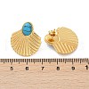 Fan 304 Stainless Steel Synthetic Turquoise Stud Earrings for Women EJEW-U046-17A-G-5