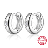 Rhodium Plated 925 Sterling Silver Micro Pave Cubic Zirconia Hoop Earrings CR6273-2-1