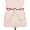 Heart Alloy Curb Chain with Imitation Leather Tassel Waist Chains FS-WGCEF59-03-1