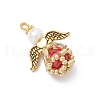 Glass Pearl Round Beaded Pendants PALLOY-MZ00747-04-3
