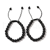 8mm Round Natural Lava Rock Braided Bead Bracelets X-BJEW-C067-01B-09-1