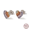 Heart Rhodium Plated 925 Sterling Silver Stud Earrings STER-M116-04P-1