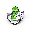 Alien with Newspaper Cartoon Enamel Pin JEWB-TAC0002-24-1