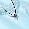 Cylinder Seed Beaded Evil Eye & Alloy Pyramid Cone Pendant Necklaces NJEW-MZ00105-04-1