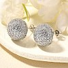 Half Round Brass Micro Pave Clear Cubic Zirconia Stud Earrings X-EJEW-C126-05P-2