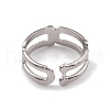 304 Stainless Steel Hollow Out Oval Wrap Open Cuff Rings for Women RJEW-G285-51P-3