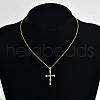 Elegant Brass Pave Clear Cubic Zirconia & White Imitation Pearl Cross Pendant Necklaces for Women JU1999-3
