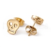 304 Stainless Steel Tiny Hollow Out Skull Stud Earrings for Women STAS-A065-05G-2