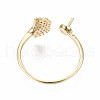 Brass Micro Pave Clear Cubic Zirconia Peg Bails Cuff Finger Ring Settings KK-S356-175G-NF-4