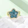 Star Natural Apatite Cubic Zirconia Cuff Rings RJEW-M076-02G-06-5