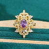 Flower Brass Pave Cubic Zirconia Pendant Necklaces & Earring & Ring & Link Bracelets Sets for Women FS-WG51B69-02-3