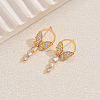 Elegant Butterfly Brass Pave Clear Cubic Zirconia Dangle Stud Earrings UU2168-2