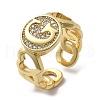 Brass Micro Pave Clear Cubic Zirconia Open Cuff Rings for Women RJEW-K289-02G-G-4