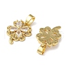 Clover Brass Micro Pave Cubic Zirconia Pendants KK-M325-13B-G-2
