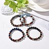 4Pcs Natural Larvikite & Quartz(Dyed) & Lava Rock & Lapis Lazuli and Wood Beads Stretch Bracelets Set BJEW-JB08934-2