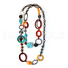 Bohemian Style Acrylic & Zinc Alloy Oval & Teardrop Handmade Link Chain Long Necklaces for Women FS-WG51811-01-5