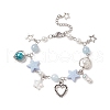Alloy Heart & Star Charm Bracelet with ABS Plastic Imitation Pearl Beaded for Women BJEW-JB09309-1