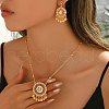 Luxury Court Style Brass Hollow Round Tassel Earrings & Necklaces Sets for Women JB0606-4