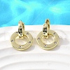 Flat Round Brass Micro Pave Cubic Zirconia Hoop Earrings EJEW-U061-02G-02-1