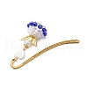 Heart Angel Glass Seed & Plastic Pearl Pendant Bookmark AJEW-MZ00002-03-4