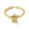 Rack Plating Brass Sea Turtle Open Cuff Rings for Women RJEW-C081-02G-2