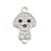 Brass Pave Clear & Black Cubic Zirconia Pet Puppy Connector Charms KK-Z061-01P-02-1