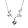 Anti-Tarnish Rhodium Plated 925 Sterling Silver Micro Pave Clear Cubic Zirconia Cable Chain Necklaces AJEW-U007-02P-1