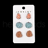 Wood Stud Steel Needle Earrings EJEW-U016-02P-02-1