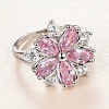Plum Blossom Brass Pave Cubic Zirconia Finger Rings for Women FS-WG857C0-01-4