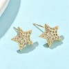 Star Brass Micro Pave Clear Cubic Zirconia Stud Earrings EJEW-A132-16G-3